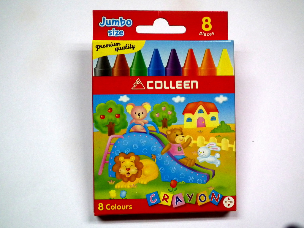 JC-8 สีเทียน Colleen ชนิดจัมโบ้ 8 สี [1 กล่อง]