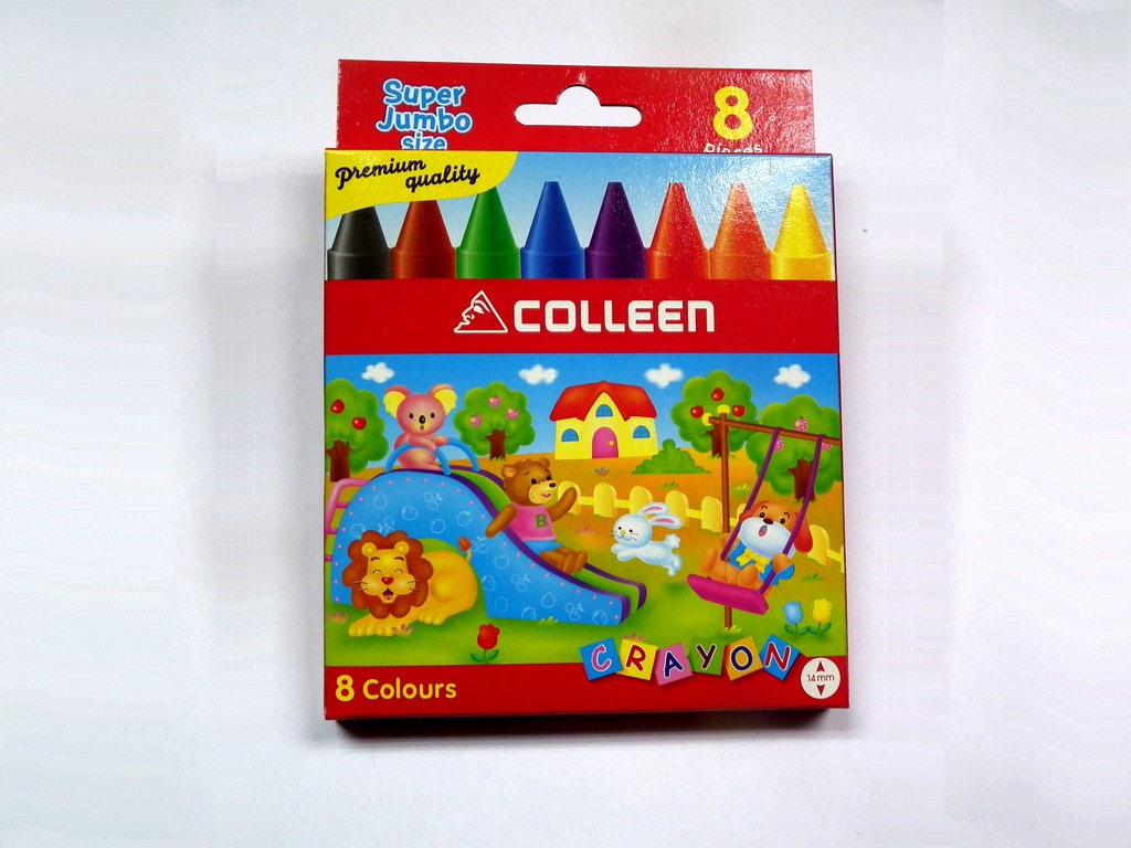 SC-8 สีเทียน Colleen ชนิดซูเปอร์จัมโบ้ 8 สี [1 กล่อง]